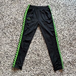 Kappa Track Pants Black Green Logo Tape Women’s Size Medium